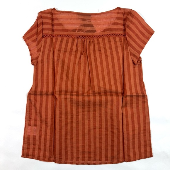 New ModCloth I’m Boxy Linen Blend Blouse Burnt Orange - Picture 3 of 7